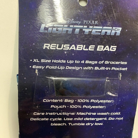 Disney Pixar LIGHTYEAR Reusable Grocery Bag 23" x 16.5" Pocket Easy Fold Up (B) - Picture 4 of 6